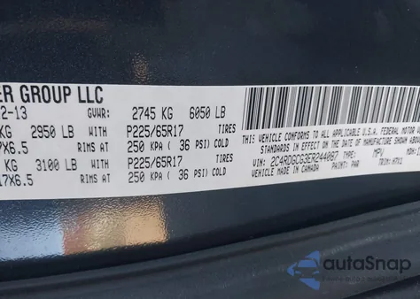 2014 Dodge Grand Caravan Sxt from USA, damaged, VIN 2C4RDGCG3ER244087